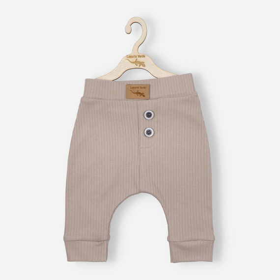 KAR-0001/KAW Spodnie z dzianiny prążkowej Lagarto Verde - beżowy