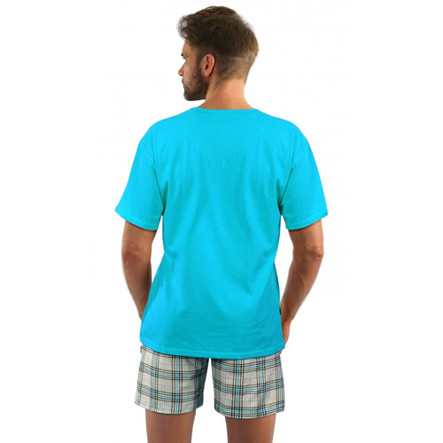 2379/27 Piżama Męska, krótki rękaw i spodenki Sesto Senso - turkusowy