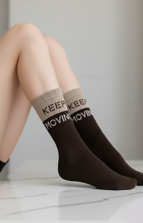 0071-008 Unique Skarpety damskie Milena brązowe - półfrotte, bawełniane, ciepłe i wygodne