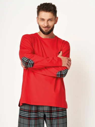 MNS 400 Piżama Męska Flanela Key- czerwony