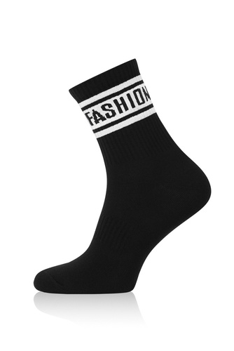 S155D Vintage Długie Skarpety Italian Fashion - czarny/biały