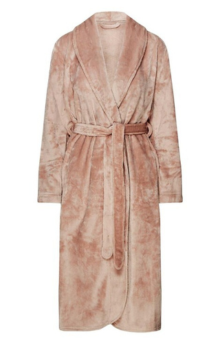 43595 Dextra Szlafrok damski Henderson peach – miękki, wiązany, za kolano