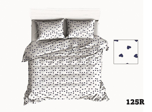 Pościel bawełniana R125 serca biały