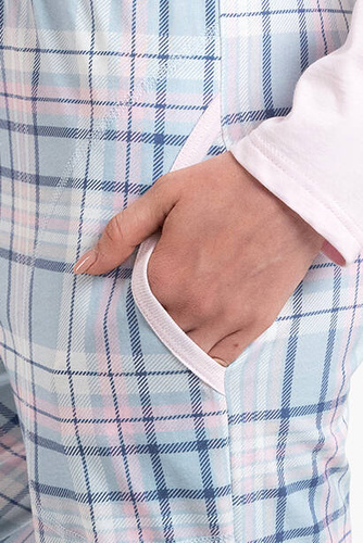 Emilly Rozpinana Piżama Damska długi rękaw i spodnie Italian Fashion -róż/druk