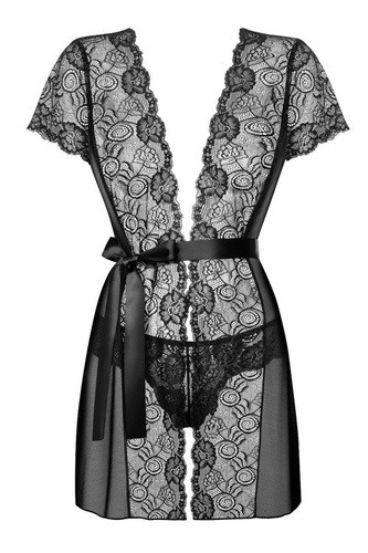 Szlafrok Obsessive Peniuar Alluria Peignoir czarny