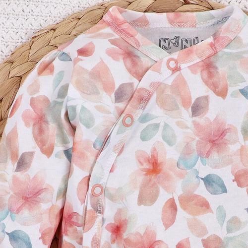 ABN-5411 Kolorowe Kwiatki Body kopertowe z długim rękawem Nini 