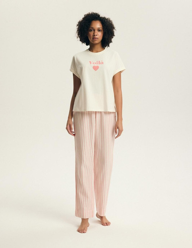 Piżama damska Henderson Darlan 43707 – bawełna, długie spodnie, print-pink