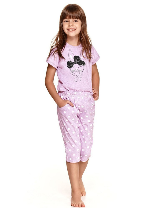 2213 Beki Piżama dla dziewczynki Taro 01 szary-różowy pudrowy