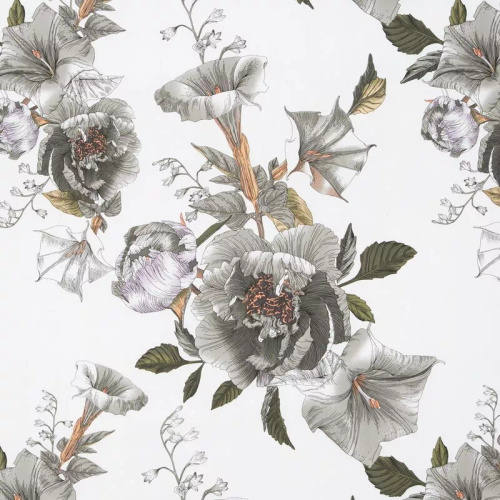 Spring 39 Kwiaty pościel satynowa Eurofirany biały/szary