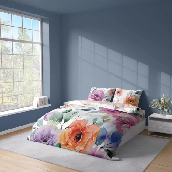 5309 A Pościel z mikrofibry kolorowa kwiaty Detexpol różowy