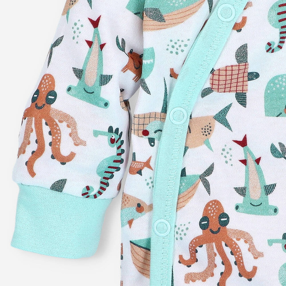 ABN-4087/MOR Morskie Zwierzątka Body kopertowe z bawełny organicznej Nini druk