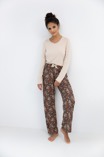 Shelby Piżama damska Sensis – wiskoza, koszulka z długim rękawem i wzorzyste spodnie