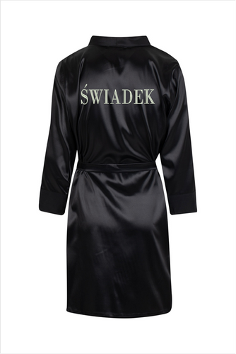 Świadek Szlafrok męski satynowy ByShelly - czarny/srebrny