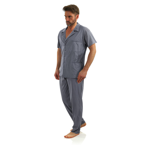 Rozpinana Piżama Męska krótki rękaw Sesto Senso - kotwiczki grafit