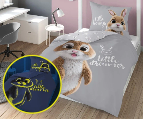 4635 A Fluo 35 Pościel bawełniana świecąca w ciemności Królik Detexpol  