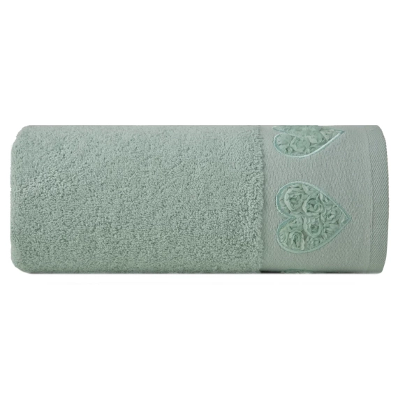 Kamila ręcznik serca wypełnione różyczkami Eurofirany miętowy 