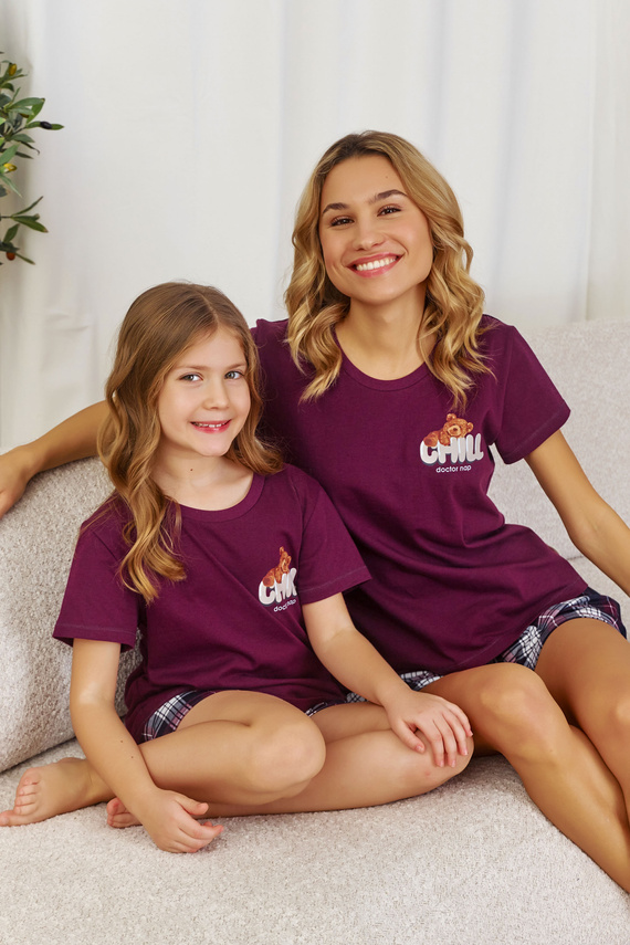 7202 "Chill" Piżama dziecięca Unisex Doctor Nap - burgundy