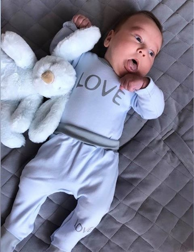 "Love" Body z długim rękawem Terjan - niebieski