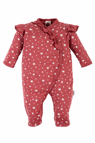 02229TR "Stars" Pajacyk niemowlęcy Makoma ciemny róż