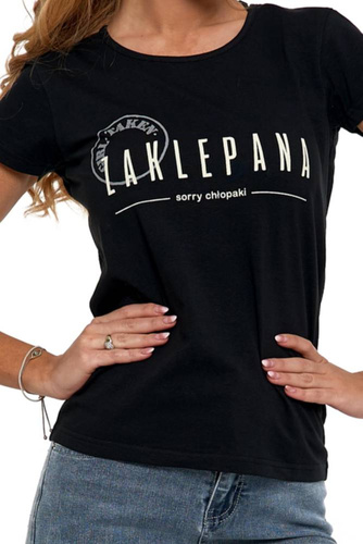 BD1300-100 Bluzka damska ,,Zaklepana" Moraj - czarny