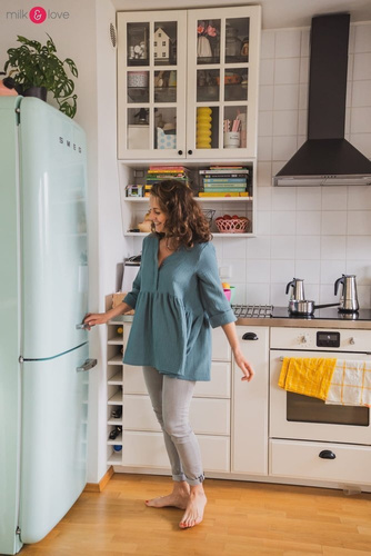 Mother Nature tunika z muślinu organicznego Milk&Love sosnowa zieleń