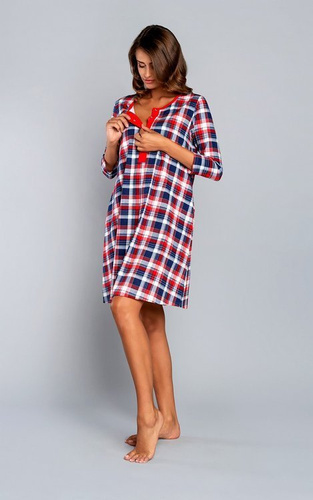 Rugia koszula nocna ciążowa i do karmienia rękaw 3/4 Italian Fashion- czerwona