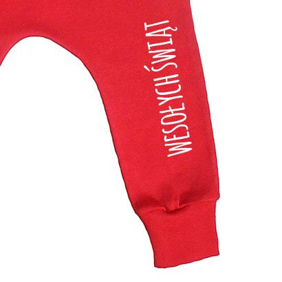 Spodnie z napisem "WESOŁYCH ŚWIĄT" Moocha czerwony