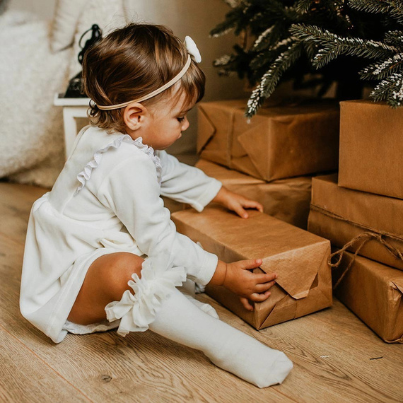 Ceremony Sukienka welurowa Eevi - ecru