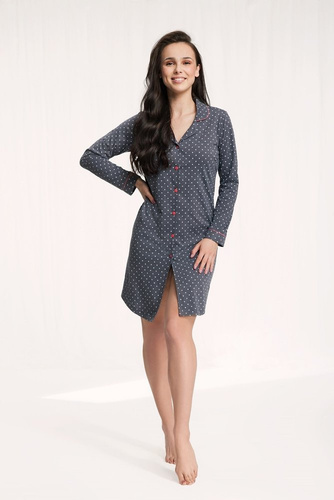 042 Koszula Nocna rozpinana Luna kwiaty