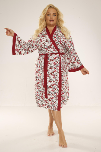 468/473 Mia Szlafrok damski Plus Size Forex - bordowy