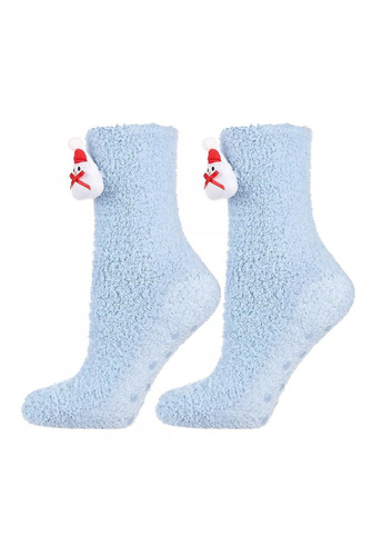 Skarpety CSLS250-030 ABS Moraj błękitny– świąteczne skarpety unisex z bałwankiem