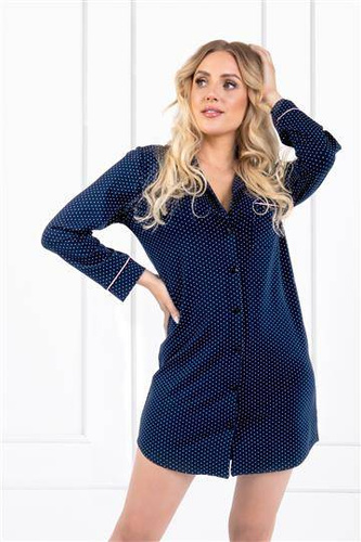 Night Heaven Koszula nocna rozpinana Momenti Per Me navy