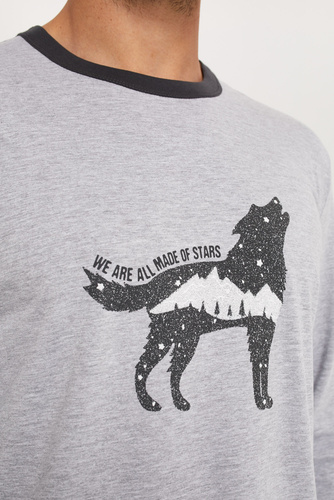 Tikal Męska długi rękaw, długie spodnie Italian Fashion - melanż/grafit