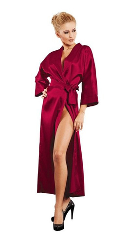 Podomka 130 Satynowy Szlafrok Damski DKaren - bordowy