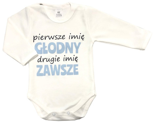 551219125 Body z długim rękawem "pierwsze imię GŁODNY, drugie imię ZAWSZE" Oscar Kids