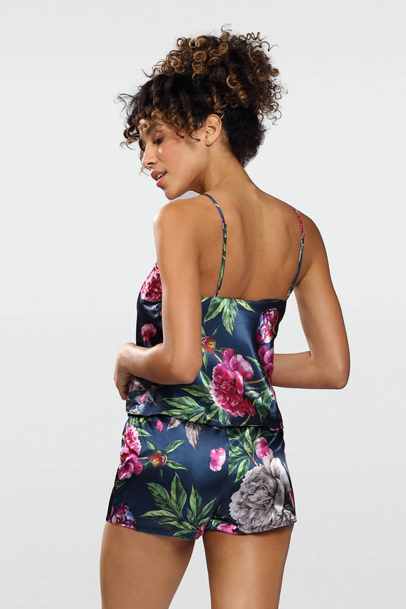 DK-KK Flowers Komplet piżama damska DKaren - 1 granatowy