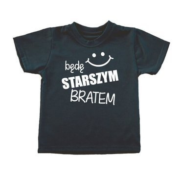 "Będę STARSZYM bratem v2"  Koszulka dziecięca krótki rękaw Moocha czarny