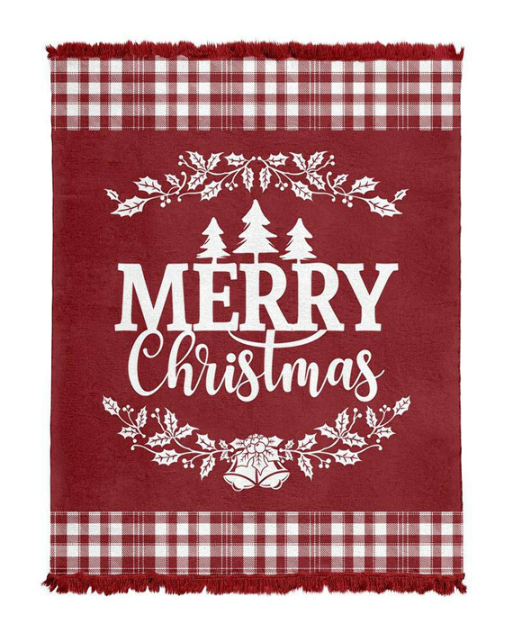 103 JB Koc świąteczny z frędzlami Merry Christmas Detexpol czerwony