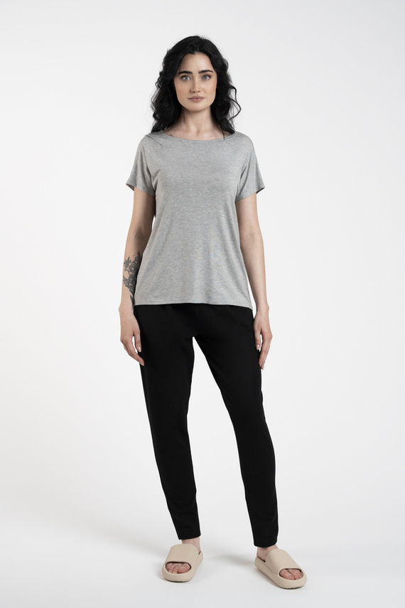 Ksenia Bluzka z krótkim rękawem Italian Fashion - szary