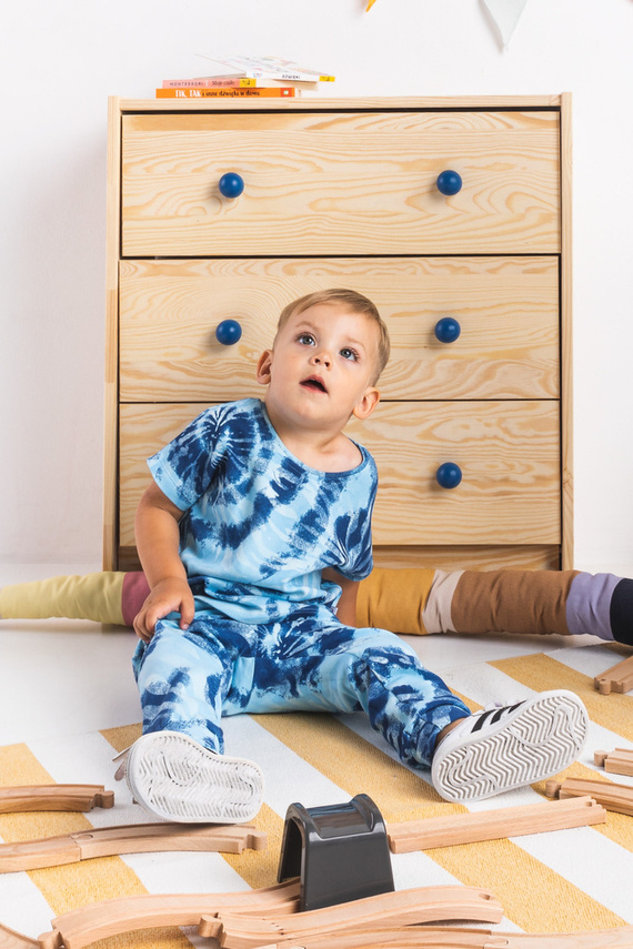 189139 Bluzka bawełniana z krótkim rękawem "Tomi" Nicol - niebieski