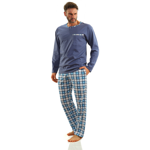 Jasiek Piżama Męska długi rękaw długie spodnie Sesto Senso - jeans