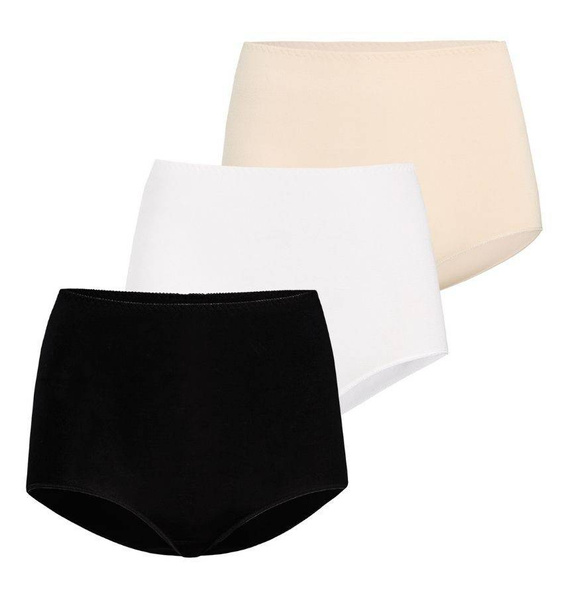 148-3 Classico Wielopak figi z wysokim stanem Teyli - czarny/biały/beżowy