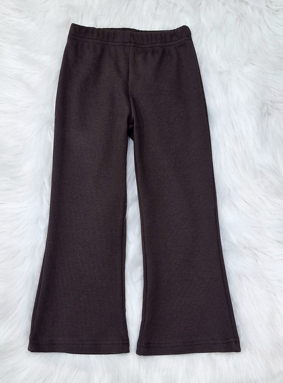 Spodnie dzwony prążek Bambarillo czekoladowy – prążkowana dzianina, bawełna z elastanem