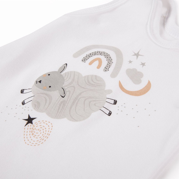 Mellow Śpiochy niemowlęce z nadrukiem Ewa Klucze- biały