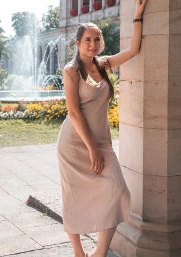 DK-K-P7 Sukienka bawełniana DKaren - cappuccino