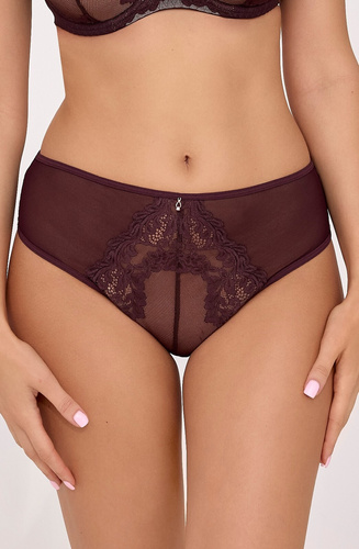 Figi brazyliany Ava 2233/B Chocolate Brown koronkowe wygodne