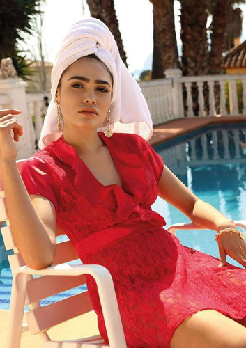 Mia Koronkowy zestaw DKaren - czerwony