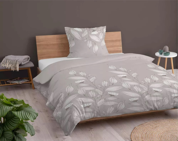 4957A Pościel bawełniana liście Detexpol - beżowy