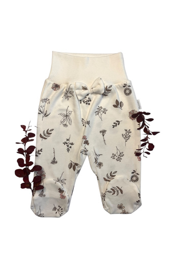 Półśpiochy niemowlęce dla dziewczynki Mamatti PD15220 – w listki, bawełniane