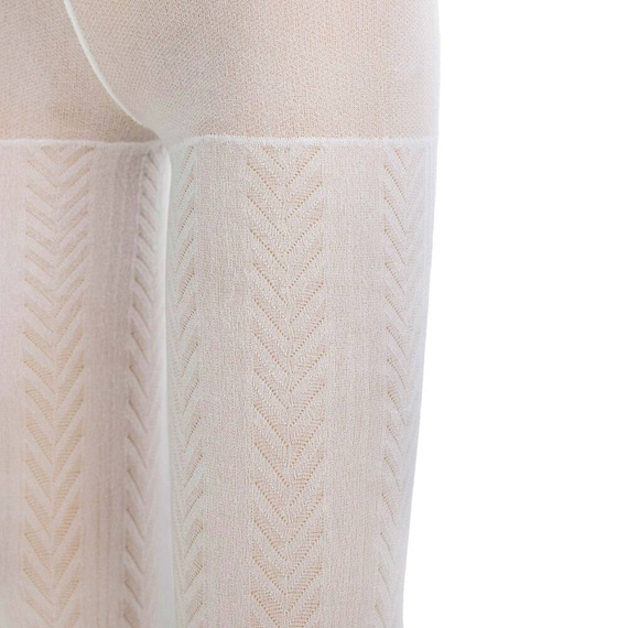 141804 Rajstopy żakardowe W3 Nicol - biały